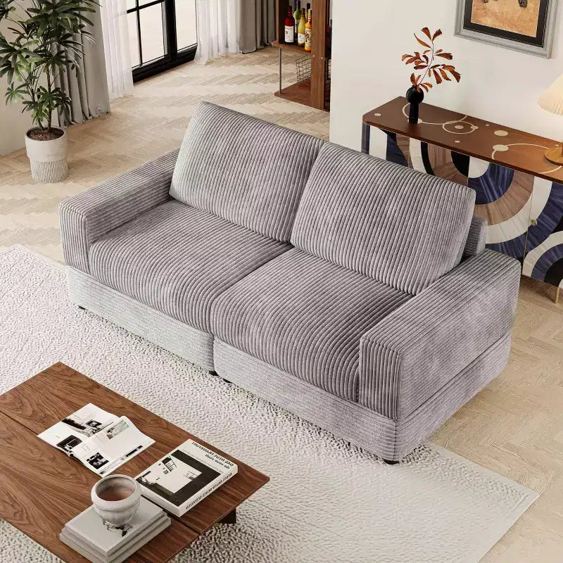 Divano componibile in velluto a coste ATJafurn, moderno, modulare, di grandi dimensioni, imbottito con comodi cuscini, seduta profonda per soggiorno, camera da letto, appartamento, ufficio