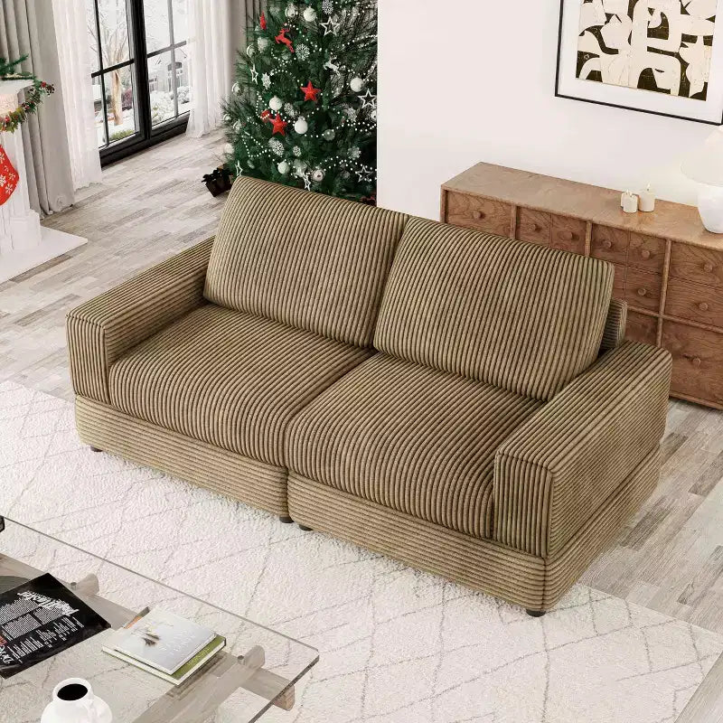Divano componibile in velluto a coste ATJafurn, moderno, modulare, di grandi dimensioni, imbottito con comodi cuscini, seduta profonda per soggiorno, camera da letto, appartamento, ufficio