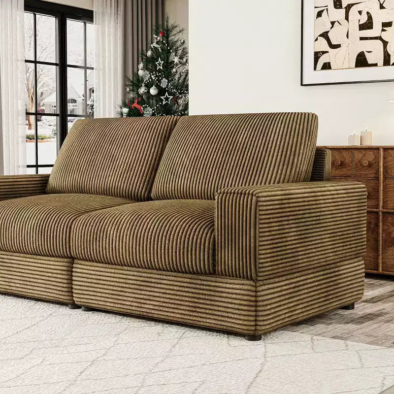 Divano componibile in velluto a coste ATJafurn, moderno, modulare, di grandi dimensioni, imbottito con comodi cuscini, seduta profonda per soggiorno, camera da letto, appartamento, ufficio