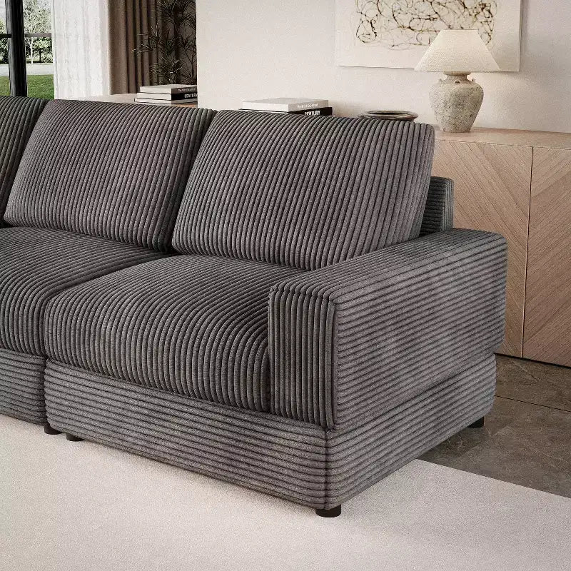 Divano componibile in velluto a coste ATJafurn, moderno, modulare, di grandi dimensioni, imbottito con comodi cuscini, seduta profonda per soggiorno, camera da letto, appartamento, ufficio
