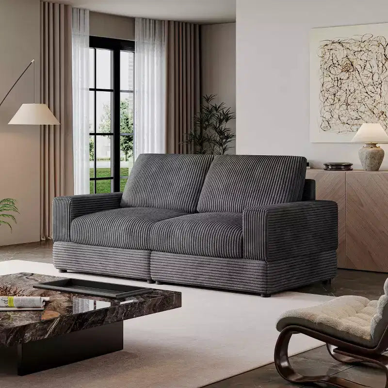 Divano componibile in velluto a coste ATJafurn, moderno, modulare, di grandi dimensioni, imbottito con comodi cuscini, seduta profonda per soggiorno, camera da letto, appartamento, ufficio