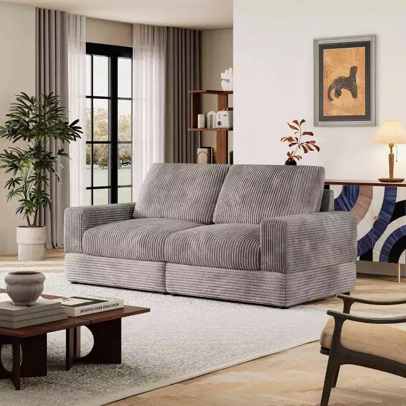 Divano componibile in velluto a coste ATJafurn, moderno, modulare, di grandi dimensioni, imbottito con comodi cuscini, seduta profonda per soggiorno, camera da letto, appartamento, ufficio