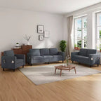 Divano componibile Mjkone 78 in lino, set divano a 3 posti con pouf contenitore e divano a due posti e poltrona