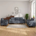 Divano componibile Mjkone 78 in lino, set divano a 3 posti con pouf contenitore e divano a due posti e poltrona
