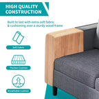 Divano componibile trasformabile Mjkone 3 pezzi, divano a 3 posti e divanetto in lino con tasca laterale, pouf contenitore
