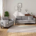 Divano componibile trasformabile Mjkone 3 pezzi, divano a 3 posti e divanetto in lino con tasca laterale, pouf contenitore