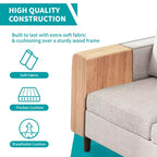 Mjkone Divano letto a 3 posti convertibile in lino con pouf contenitore e poltrona singola con tasca laterale