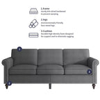 Mjkone Divano a 3 posti moderno in lino con poltrona singola e design a rivetti per soggiorno, camera da letto, appartamento, ufficio
