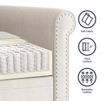 Mjkone Divano a 3 posti moderno in lino con poltrona singola e design a rivetti per soggiorno, camera da letto, appartamento, ufficio