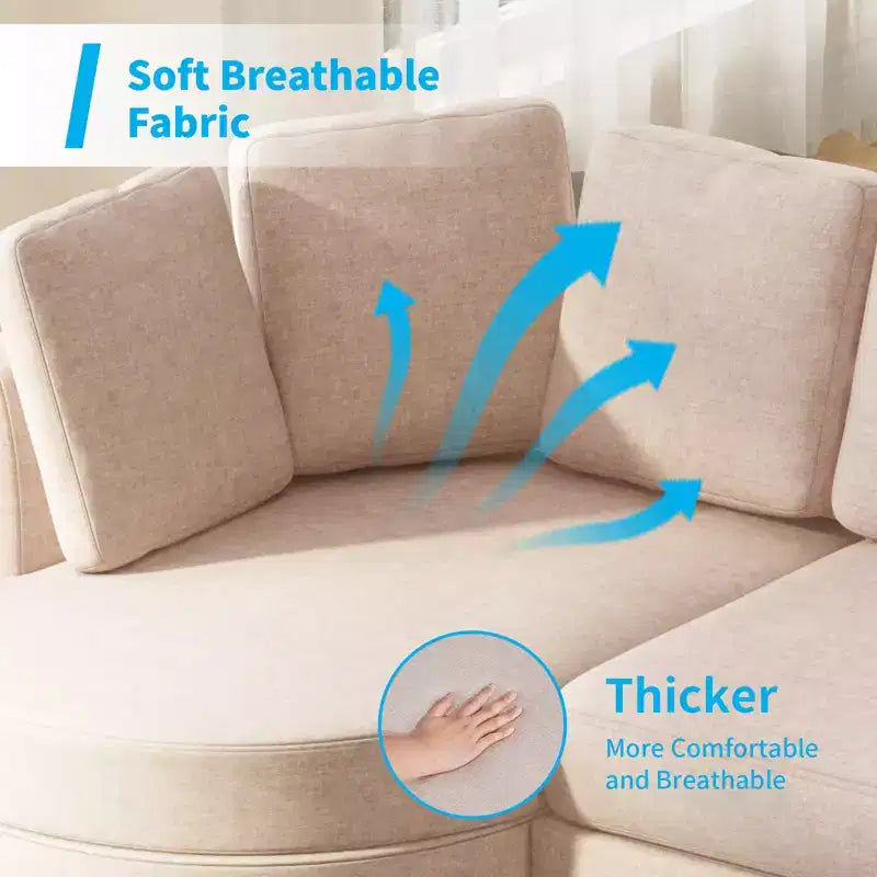 Mjkone Modern Small Cloud Couch, Divano Minimalista per Soggiorno, Divano a L con Chaise Longue