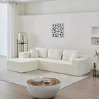 MAYEERTY 104.33 White L-Shaped Sponge Modular Floor Sectional Sofa Cloud Couch for Living Room