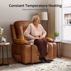 Poltrona reclinabile oversize con sollevamento assistito, calore e massaggio - Poltrona reclinabile in similpelle, con contenitore integrato e portabicchieri