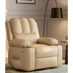 Poltrona Reclinabile Manuale in Similpelle - Design Ergonomico da 68 cm con Portabicchieri e Vano Portaoggetti, per Home Theater e Soggiorno