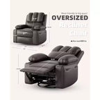 Poltrona Reclinabile Manuale in Similpelle - Design Ergonomico da 68 cm con Portabicchieri e Vano Portaoggetti, per Home Theater e Soggiorno