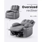 Poltrona Reclinabile Manuale in Similpelle - Design Ergonomico da 68 cm con Portabicchieri e Vano Portaoggetti, per Home Theater e Soggiorno