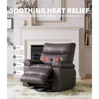 Poltrona Reclinabile con Calore e Massaggio, Girevole a 360° e Dondolio Manuale, Design Ergonomico con Telecomando e Portabicchieri per Soggiorno