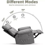 Poltrona Reclinabile con Calore e Massaggio, Girevole a 360° e Dondolio Manuale, Design Ergonomico con Telecomando e Portabicchieri per Soggiorno