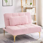 Divano letto futon convertibile moderno in tessuto Teddy, divanetto futon con schienale regolabile e gambe in metallo per piccoli spazi e soggiorno
