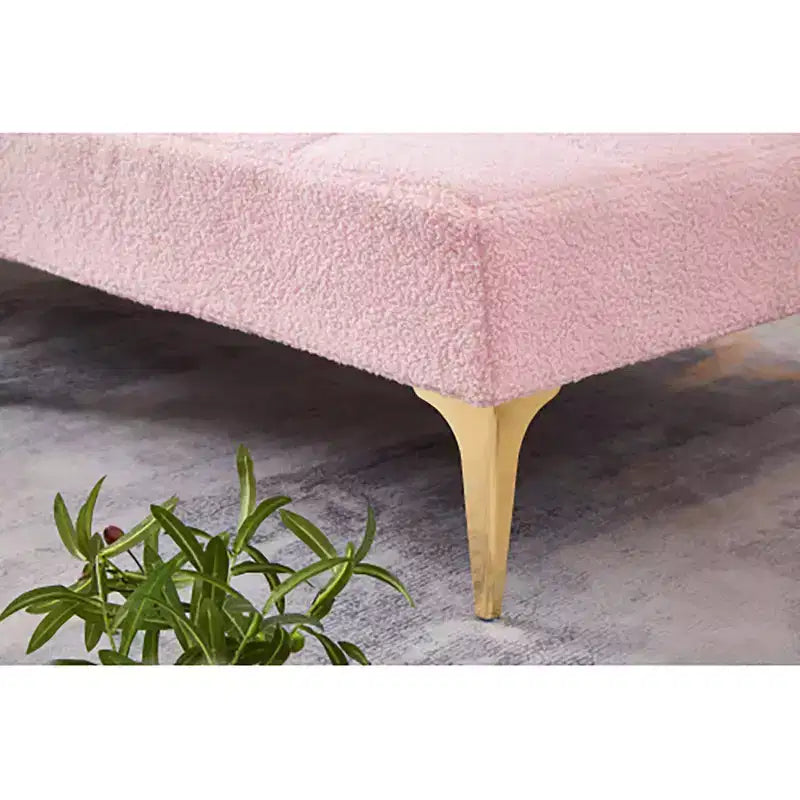 Divano letto futon convertibile moderno in tessuto Teddy, divanetto futon con schienale regolabile e gambe in metallo per piccoli spazi e soggiorno