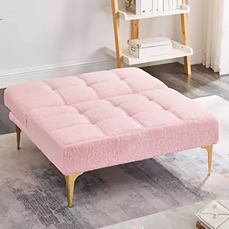 Divano letto futon convertibile moderno in tessuto Teddy, divanetto futon con schienale regolabile e gambe in metallo per piccoli spazi e soggiorno