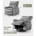 27 Poltrona reclinabile oversize con calore e massaggio, girevole a 360° e dondolio manuale, telecomando per soggiorno, camera da letto