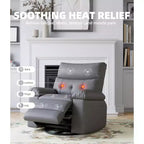 27 Poltrona reclinabile oversize con calore e massaggio, girevole a 360° e dondolio manuale, telecomando per soggiorno, camera da letto