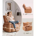 27 Poltrona reclinabile oversize con calore e massaggio, girevole a 360° e dondolio manuale, telecomando per soggiorno, camera da letto
