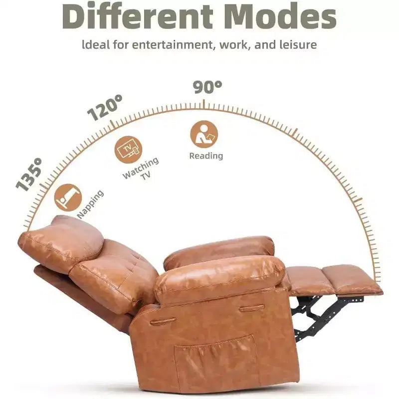 27 Poltrona reclinabile oversize con calore e massaggio, girevole a 360° e dondolio manuale, telecomando per soggiorno, camera da letto