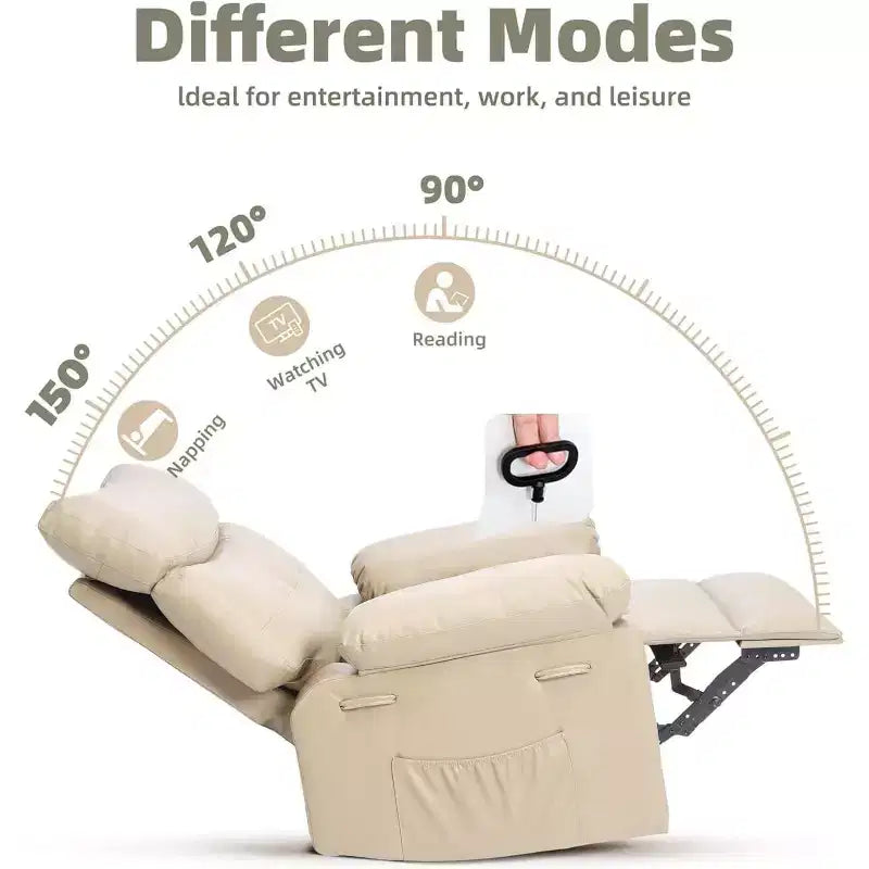 Poltrona Reclinabile Extra Large per Adulti - Divano Recliner in Pelle PU con Schiuma ad Alta Densità, Seduta Ampia e Reclinazione Manuale Fluida