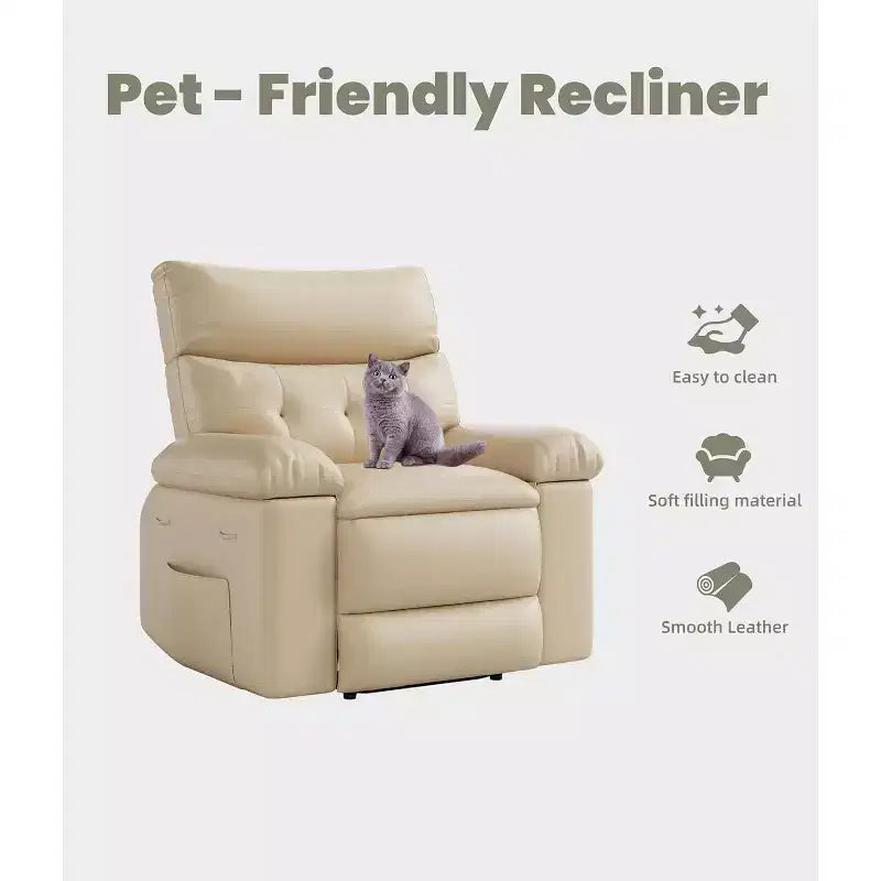 Poltrona Reclinabile Extra Large per Adulti - Divano Recliner in Pelle PU con Schiuma ad Alta Densità, Seduta Ampia e Reclinazione Manuale Fluida