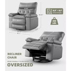 Poltrona Reclinabile Extra Large per Adulti - Divano Recliner in Pelle PU con Schiuma ad Alta Densità, Seduta Ampia e Reclinazione Manuale Fluida