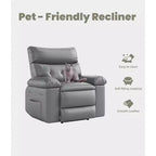 Poltrona Reclinabile Extra Large per Adulti - Divano Recliner in Pelle PU con Schiuma ad Alta Densità, Seduta Ampia e Reclinazione Manuale Fluida