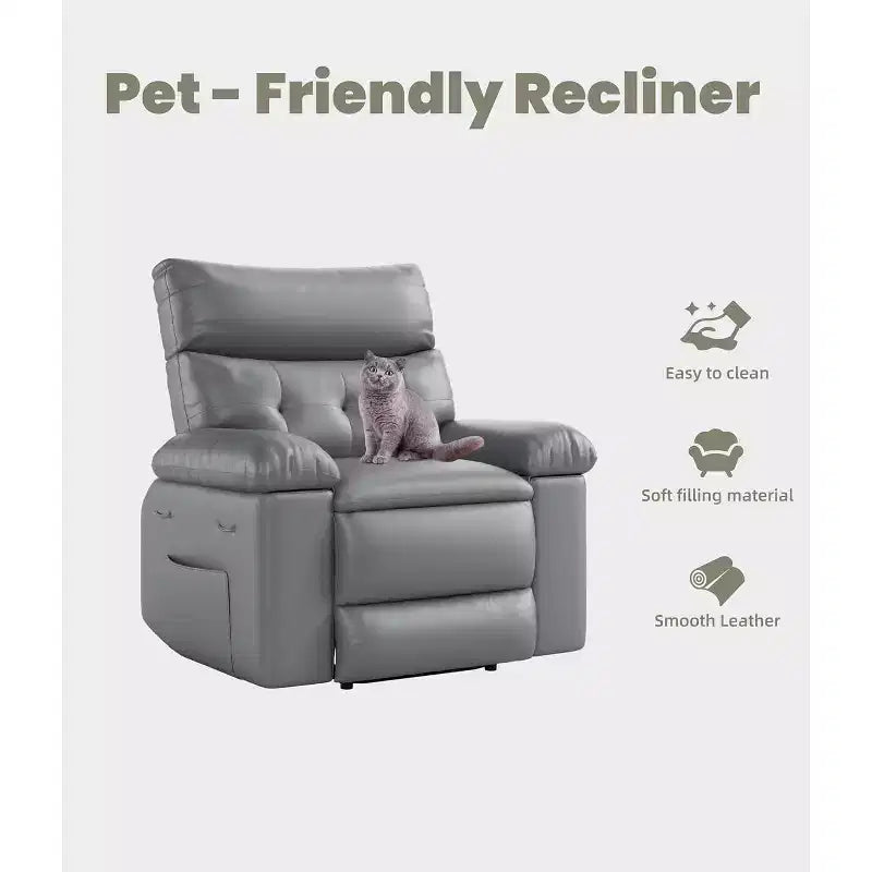 Poltrona Reclinabile Extra Large per Adulti - Divano Recliner in Pelle PU con Schiuma ad Alta Densità, Seduta Ampia e Reclinazione Manuale Fluida