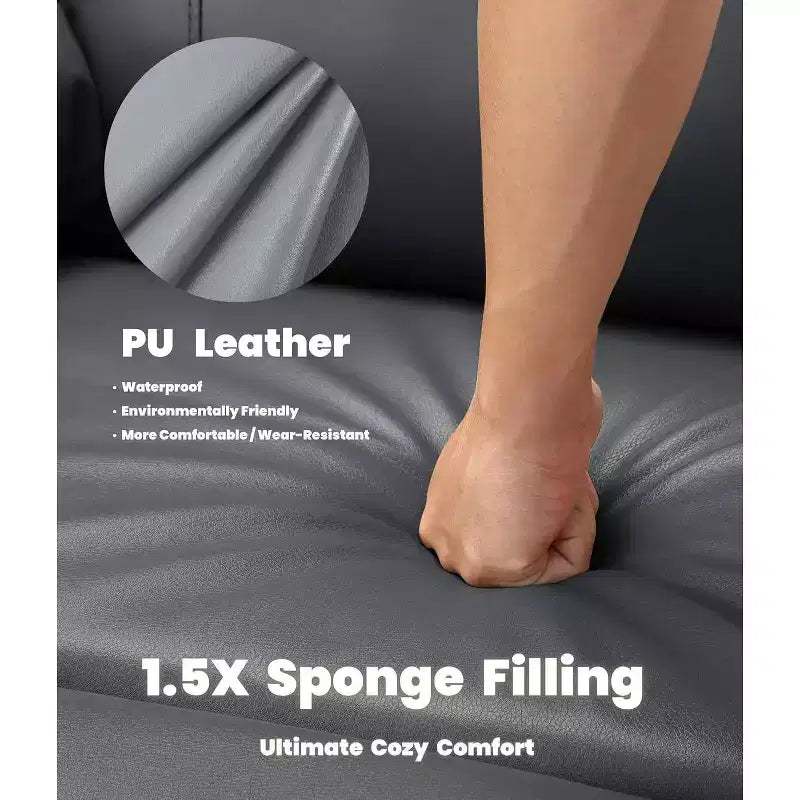 Poltrona Reclinabile Extra Large per Adulti - Divano Recliner in Pelle PU con Schiuma ad Alta Densità, Seduta Ampia e Reclinazione Manuale Fluida