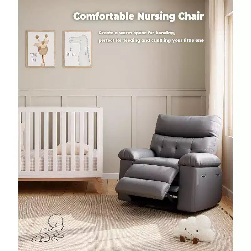 Poltrona Reclinabile Extra Large per Adulti - Divano Recliner in Pelle PU con Schiuma ad Alta Densità, Seduta Ampia e Reclinazione Manuale Fluida