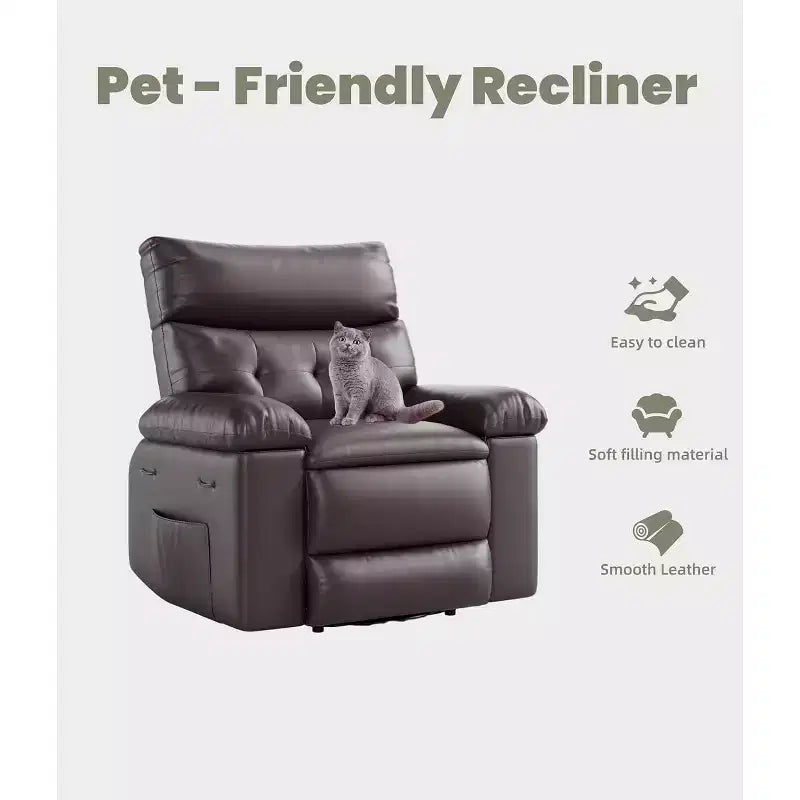 Poltrona Reclinabile Extra Large per Adulti - Divano Recliner in Pelle PU con Schiuma ad Alta Densità, Seduta Ampia e Reclinazione Manuale Fluida