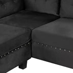 Divano sezionale moderno a L Whisen 105 con pouf contenitore e 2 cuscini