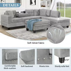 Divano sezionale moderno a L Whisen 105 con pouf contenitore e 2 cuscini