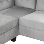 Divano sezionale moderno a L Whisen 105 con pouf contenitore e 2 cuscini