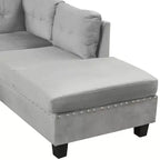 Divano sezionale moderno a L Whisen 105 con pouf contenitore e 2 cuscini