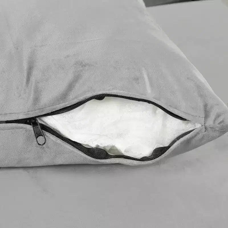 Divano sezionale moderno a L Whisen 105 con pouf contenitore e 2 cuscini