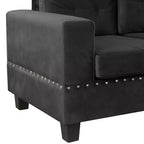 Divano sezionale moderno a L Whisen 105 con pouf contenitore e 2 cuscini
