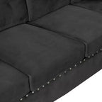 Divano sezionale moderno a L Whisen 105 con pouf contenitore e 2 cuscini