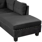 Divano sezionale moderno a L Whisen 105 con pouf contenitore e 2 cuscini