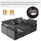 85.4 Divano Letto Sezionale Modulare con Pouf, Porte USB Divano in ciniglia Convertibile a L/U per Soggiorno