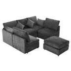 85.4 Divano Letto Sezionale Modulare con Pouf, Porte USB Divano in ciniglia Convertibile a L/U per Soggiorno
