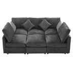 85.4 Divano Letto Sezionale Modulare con Pouf, Porte USB Divano in ciniglia Convertibile a L/U per Soggiorno