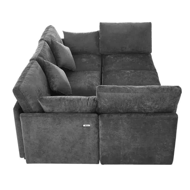 85.4 Divano Letto Sezionale Modulare con Pouf, Porte USB Divano in ciniglia Convertibile a L/U per Soggiorno
