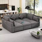 85.4 Divano Letto Sezionale Modulare con Pouf, Porte USB Divano in ciniglia Convertibile a L/U per Soggiorno