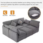85.4 Divano Letto Sezionale Modulare con Pouf, Porte USB Divano in ciniglia Convertibile a L/U per Soggiorno